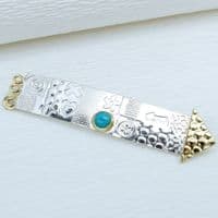 Turquoise brooch, silver handmade contemporary brooch, stone choice