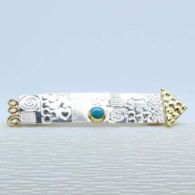 Turquoise brooch, silver handmade contemporary brooch, stone choice