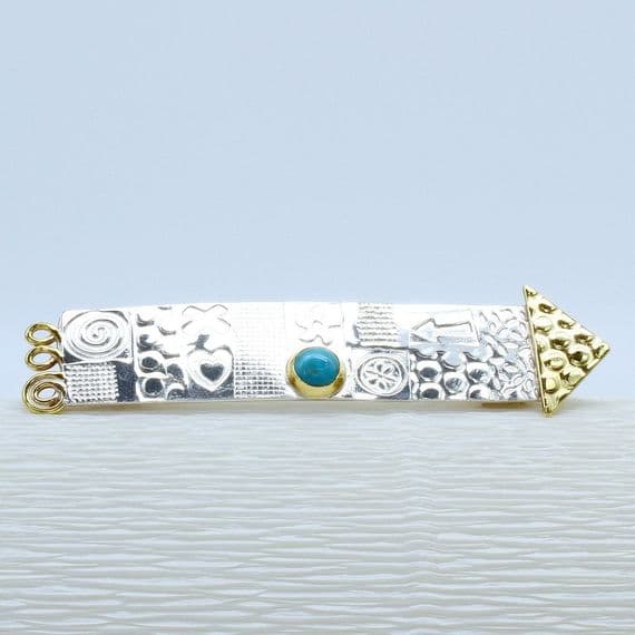 Turquoise brooch, silver handmade contemporary brooch, stone choice