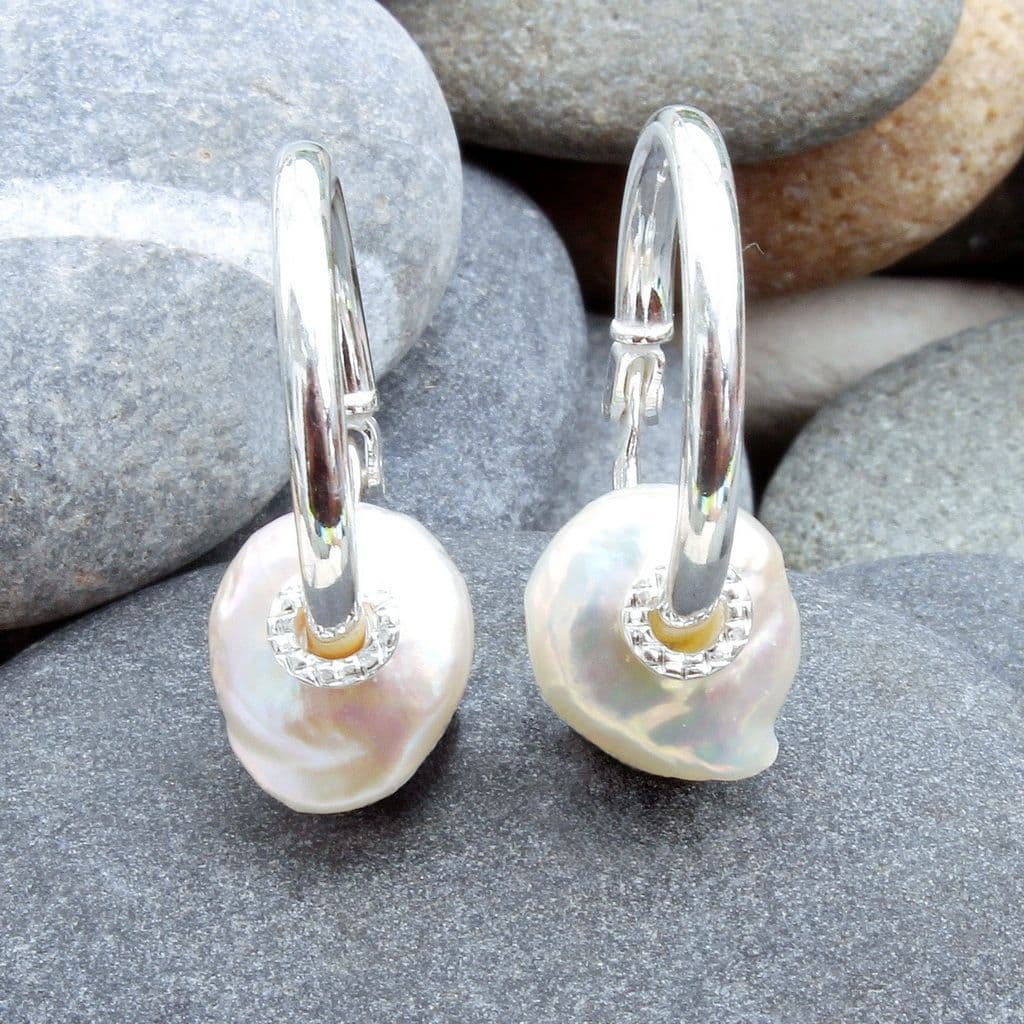 Freeform freshwater pearls on sterling silver sleepers