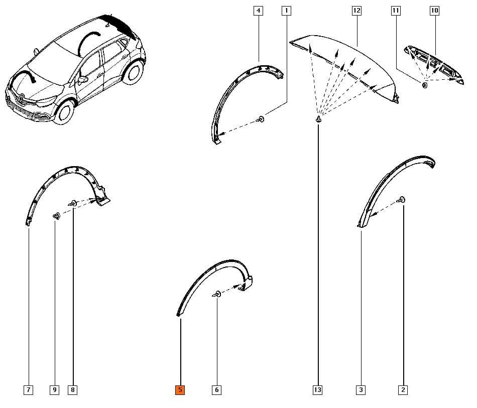 RENAULT CAPTUR BRAND NEW Front Left Wheel Arch Moulding Trim Textured