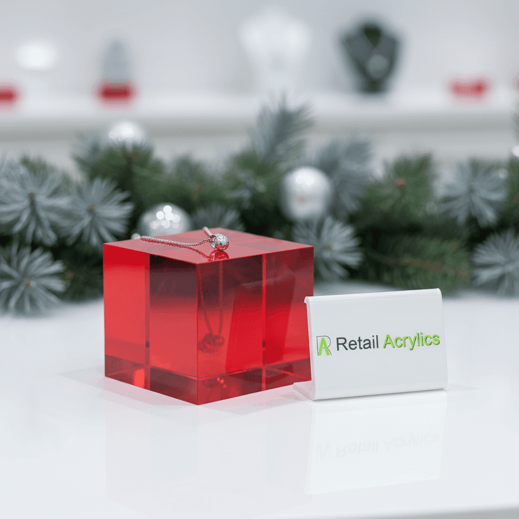 Red Acrylic Cubes for Christmas Retail Displays