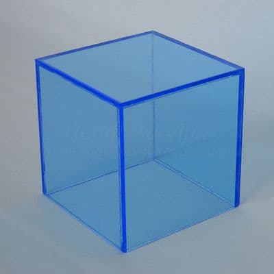 15cm - Fluorescent Blue Acrylic Display Cube / Box