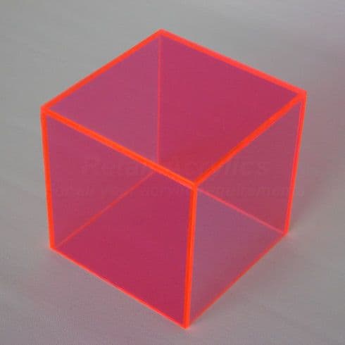 15cm - Fluorescent Pink Acrylic Display Cube / Box