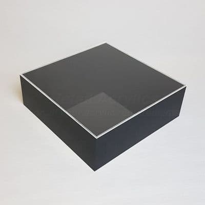 20cm  Square Black Acrylic Tray with Lid - Deep