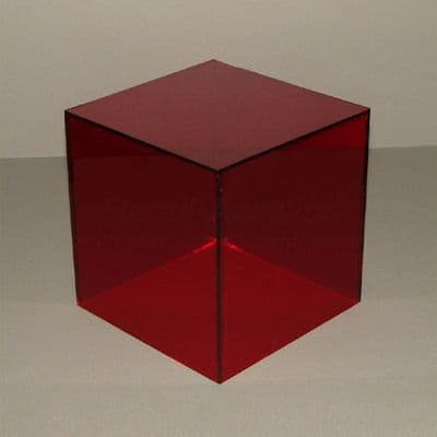 25cm - Red Tint Acrylic Display Cube / Box