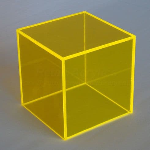 40cm - Fluorescent Yellow Acrylic Display Cube / Box