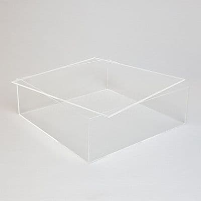 40cm  Square Clear Acrylic Tray with Lid - Deep