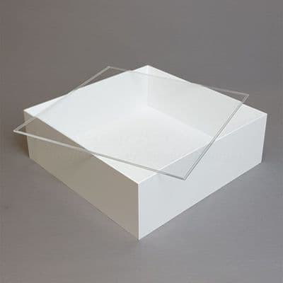 40cm  Square White Acrylic Tray with Lid - Deep