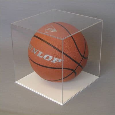 Basketball Display Case with White Base