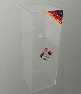 Branded Clear acrylic display plinth / pedestal