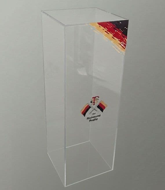 Branded Clear acrylic display plinth / pedestal