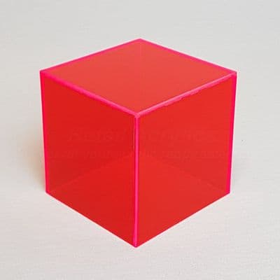 Fluorescent Red Acrylic Display Cube