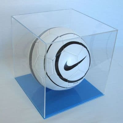 Football Display Case with Light Blue Base