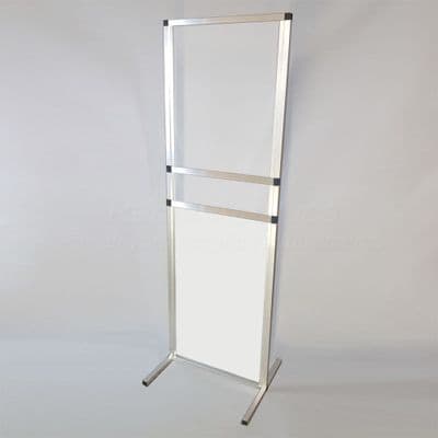 Free standing Sneeze Guard Screen  Clear / white 70cm wide with serving hatch