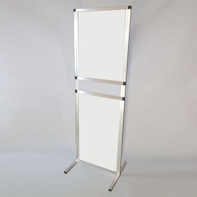 Free standing Sneeze Guard Screen  White 100cm wide with serving hatch