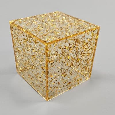Gold Flake Acrylic Display Cube