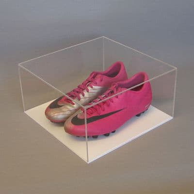 Pair of Football Boot - Display Case with White Base