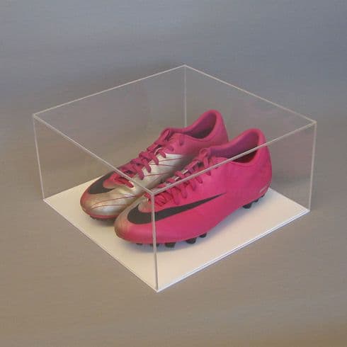 Pair of Football Boot - Display Case with White Base