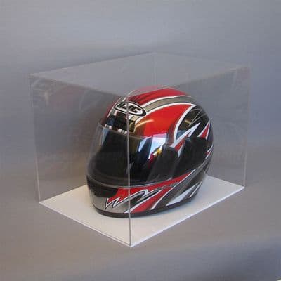 Racing Helmet Display Case  - Full Size - with White Base