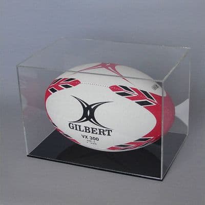 Rugby Ball Display Case with Black Base