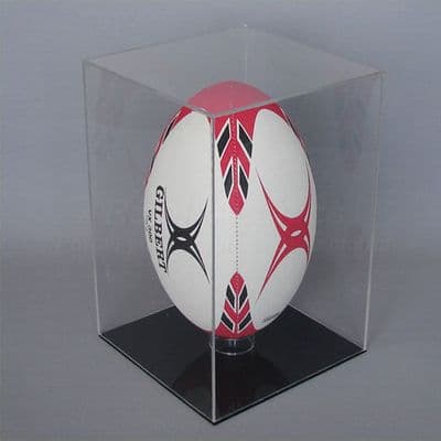 Rugby Ball Display Case with Black Base - Vertical