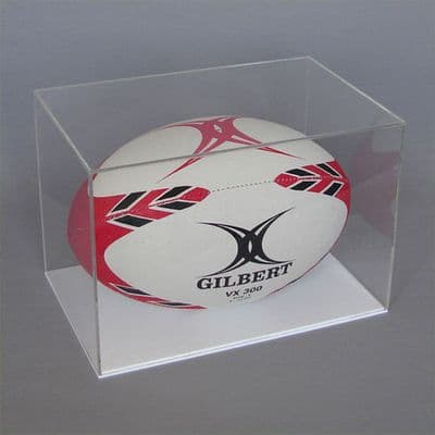 Rugby Ball Display Case with White Base