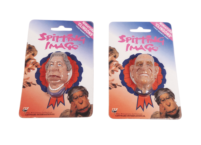 1996 Spitting Image Miniature Clingons Fridge Magnets - Queen & Prince Philip  - New & Sealed