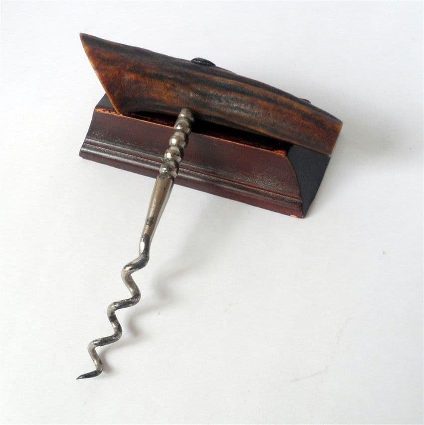 19th Century Antique Corkscrew Stag Antler Horn Direct Pull T Pull Circa 1900s