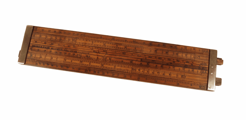 Antique 1849-1882 Dring Fage Tooley St London Customs Excise Double Sided Slide Rule IR Crown Mark
