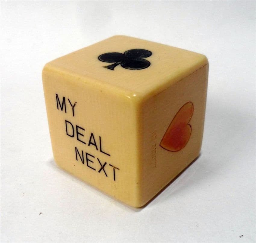 Antique 1908 Reg Design Ivorine Cube Die Dice Bridge Trump Indicator No Trumps Marker Card Games