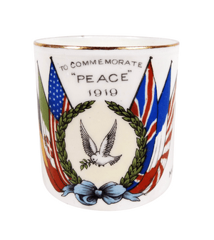 Antique 1919 Aynsley Porcelain Peace Cup Morecambe WW1 Great War Armistice Flags