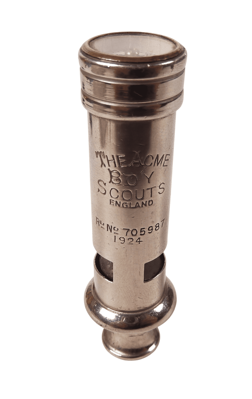 Antique 1924 Regd J Hudson & Co The Acme Boy Scouts Compass Whistle #523 England GSW Scouting