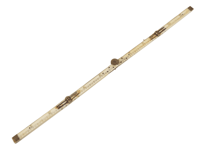 Antique 19th Century 4 Fold Folding Bone Brass Measuring Rule Ruler No ...