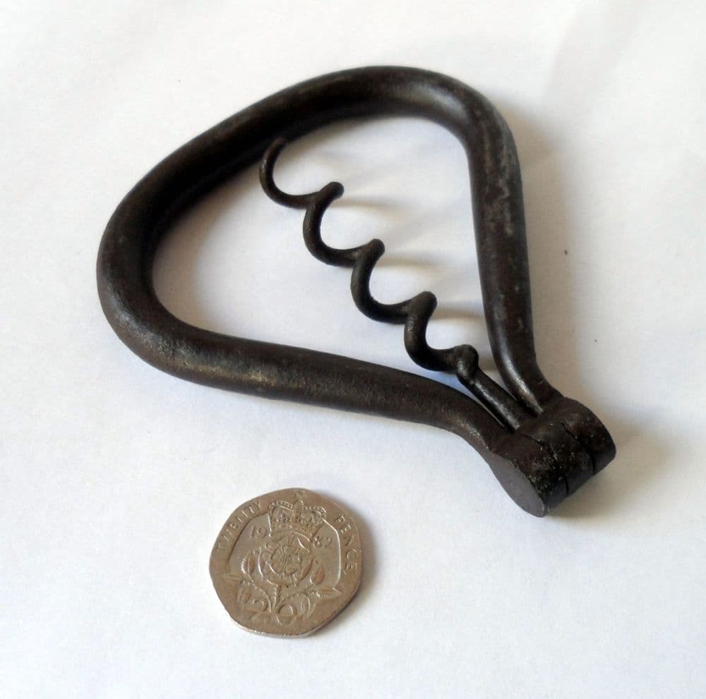 Antique 19th Century Pocket Corkscrew Large Steel Folding Bow Corkscrew Circa 18801900