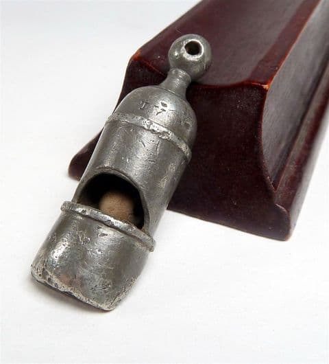 Antique 19th Century Thomas Yates Birmingham Pewter Britannia Whistle Prongled Drilled Pea Police?