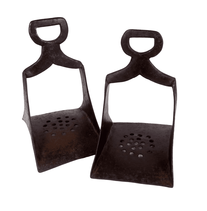 Antique 19th Century Wrought Iron Moroccan Horse Riding Stirrups Equestrian Equipment