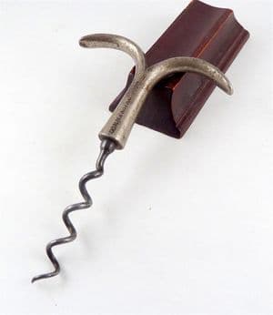 Antique 2 Two Finger Eyebrow Direct Pull Commercial Steel Corkscrew Circa 1880s G F Hipkins English