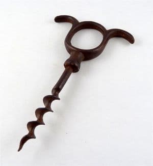 Antique 3 Three Finger Direct Pull Cast Iron Corkscrew Circa 1900s