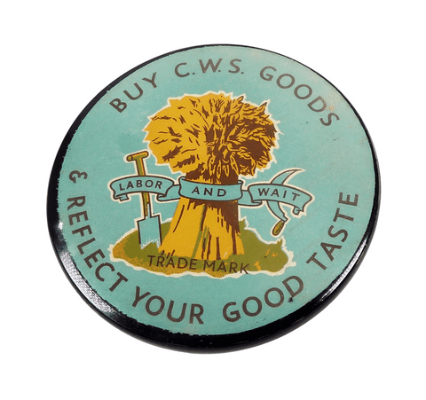 Antique Advertising Buy CWS Goods & Reflect Your Good Taste Labor & Wait Pocket Bag Mirror