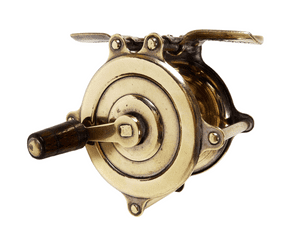 Antique Andrew B Hendryx New Haven USA Patent Single Action 1 3/4" Raised Pillar Brass Fishing Reel