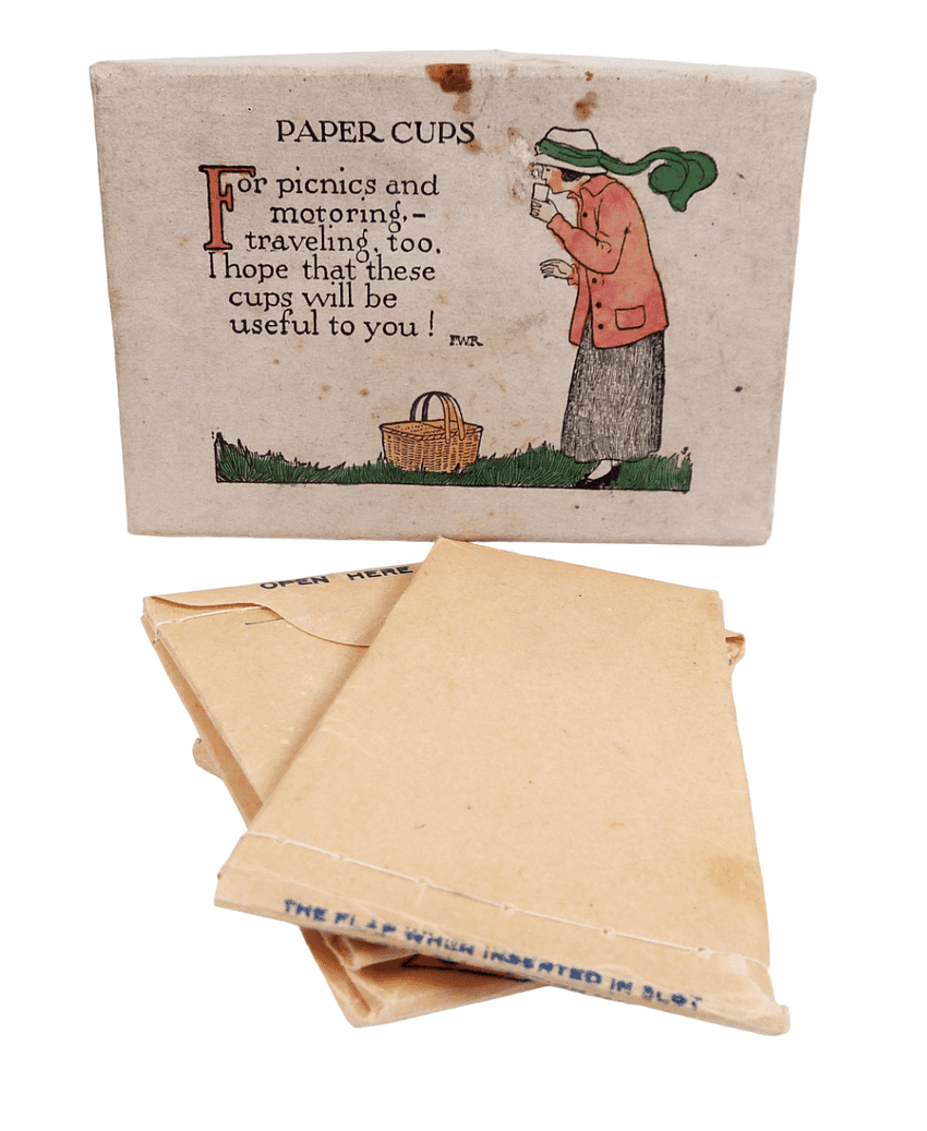 Antique Art Nouveau Boxed Collapsible Sanitary Folding Paper Cup Set ...