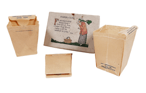 Antique Art Nouveau Boxed Collapsible Sanitary Folding Paper Cup Set Picnic Motoring Travel Socony