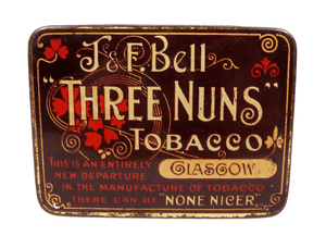 Antique Art Noveau J & F Bell Glasgow 'Three Nuns' Smoking Mixture Tobacco Tin 1910/20s