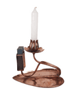 Antique Arts & Craft Copper Candlestick Chamberstick Chamber Candle Stick Matchbox Holder Heart Lily