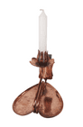 Antique Arts & Craft Copper Candlestick Chamberstick Chamber Candle Stick Matchbox Holder Heart Lily