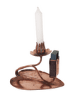 Antique Arts & Craft Copper Candlestick Chamberstick Chamber Candle Stick Matchbox Holder Heart Lily