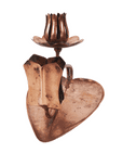 Antique Arts & Craft Copper Candlestick Chamberstick Chamber Candle Stick Matchbox Holder Heart Lily