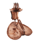 Antique Arts & Craft Copper Candlestick Chamberstick Chamber Candle Stick Matchbox Holder Heart Lily
