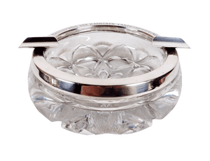 Antique Austrian Cut Glass Silver Mounted Cigar Cigarette Ashtray Alexander Sturm Carinthian State